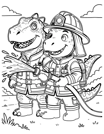 Dino Firefighter coloring page