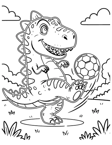 Dino Football coloring page