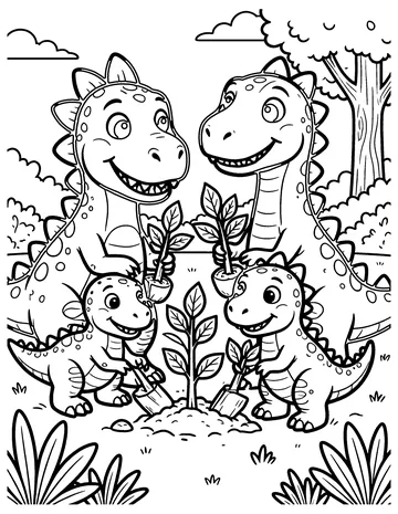 Dino Garden coloring page