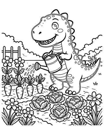 Dino Gardener coloring page