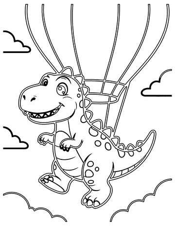 Dino Hot Air Balloon coloring page