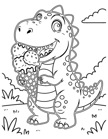 Dino Ice Cream coloring page