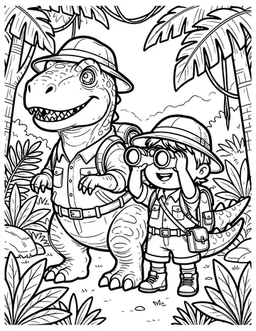 Dino Jungle Explorer coloring page
