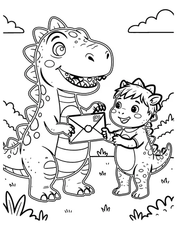 Dino Mail Carrier coloring page