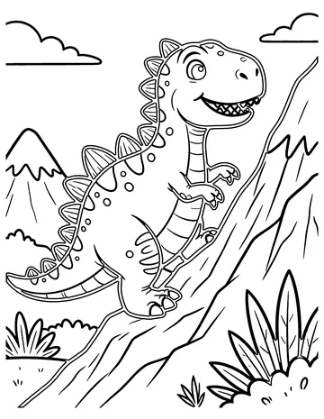Dino Mountain Climb coloring page