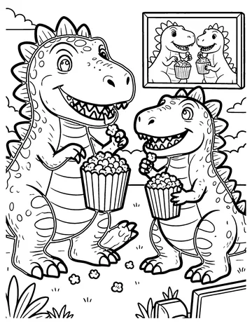 Dino Movie Night coloring page