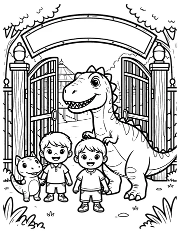 Dino Park Gates coloring page