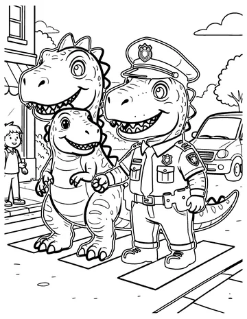 Dino Police Officer coloring page
