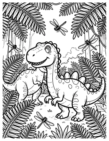 Dino Rainforest coloring page