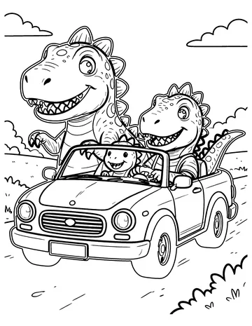 Dino Road Trip coloring page