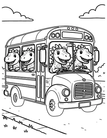 Dino School Bus coloring page