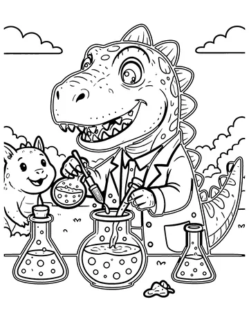 Dino Scientist coloring page