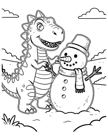Dino Snowman coloring page