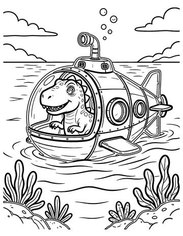 Dino Submarine coloring page