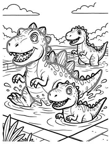 Dino Swimming coloring page