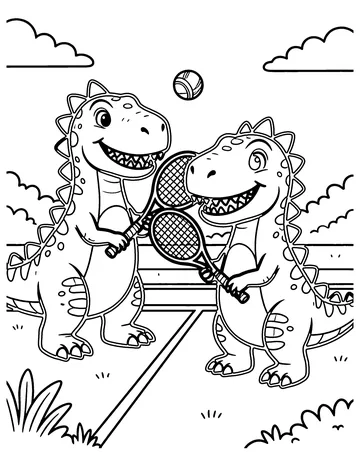 Dino Tennis coloring page