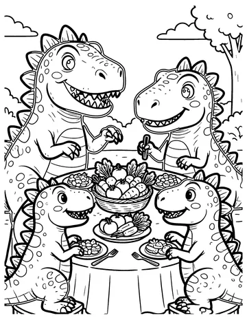 Dino Thanksgiving coloring page