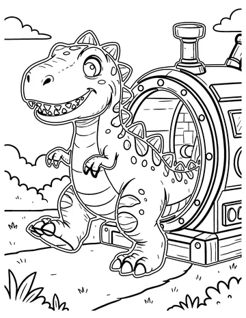 Dino Time Machine coloring page