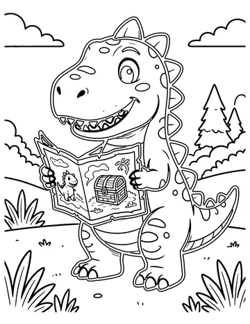 Dino Treasure Map coloring page
