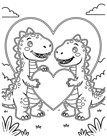Dino Valentine coloring page