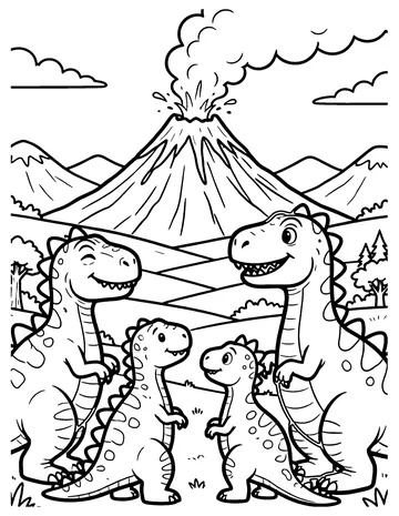 Dino Volcano coloring page