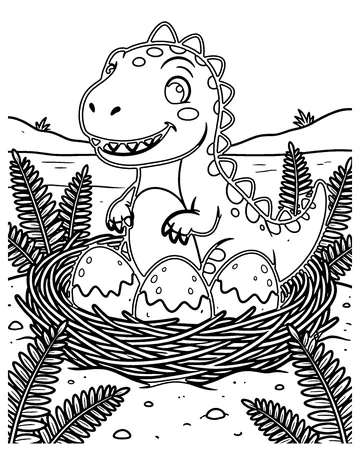 Dinosaur Egg Nest coloring page