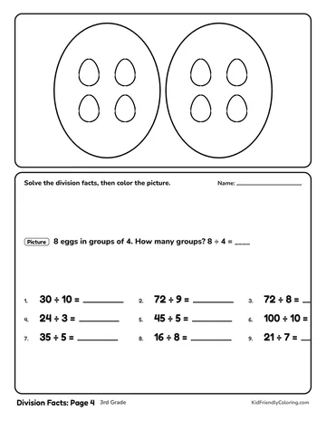Division Facts: Page 4 coloring page