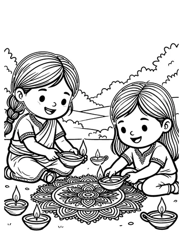 Diwali Lights coloring page