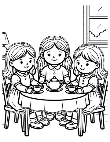 Doll Tea Party coloring page