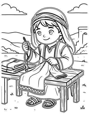 Dorcas Sews Clothes coloring page