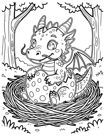 Dragon Egg Hatching coloring page