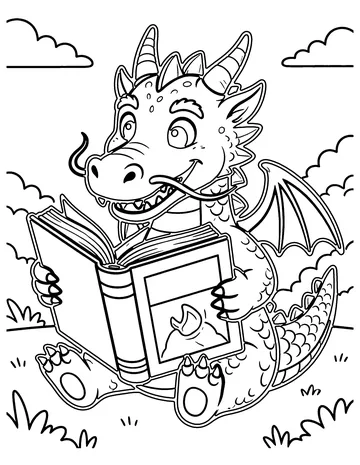 Dragon Library coloring page