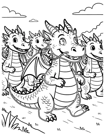 Dragon Parade coloring page