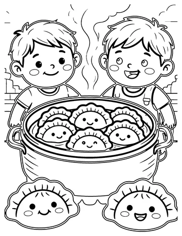 Dumplings coloring page