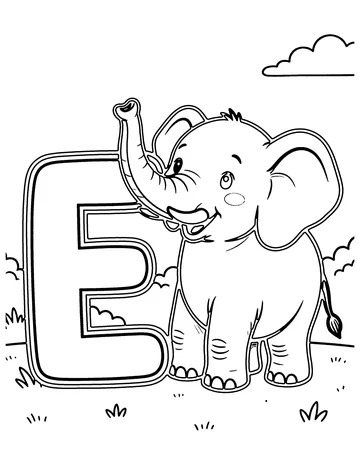 E Is for Elephant coloring page