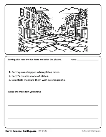 Earth Science: Earthquake coloring page