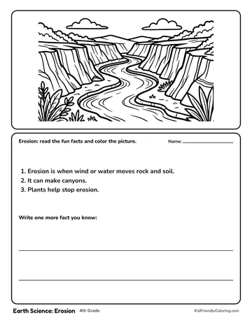Earth Science: Erosion coloring page
