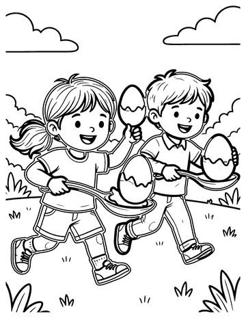 Egg and Spoon Race coloring page