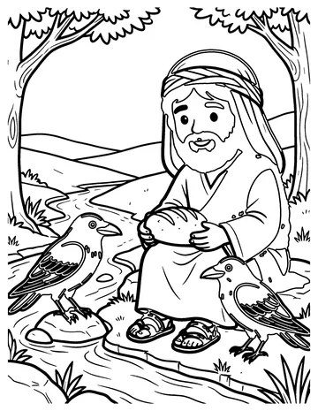 Elijah and the Ravens coloring page