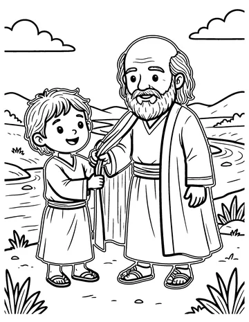 Elisha Picks Up Elijah's Cloak coloring page