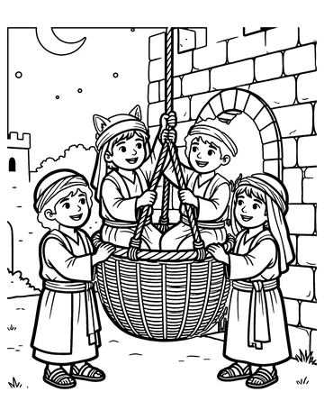 Escape in a Basket coloring page