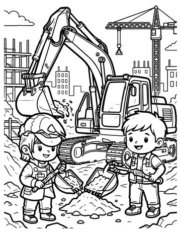 Excavator coloring page