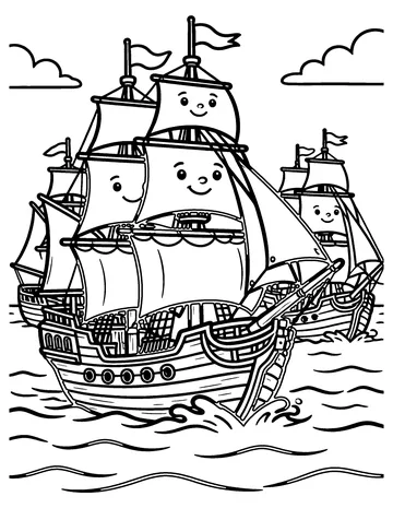 Explorer Sailing Ship coloring page