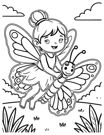 Fairy and Butterfly coloring page