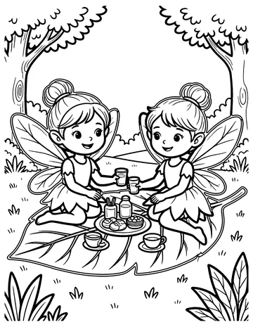 Fairy Picnic coloring page