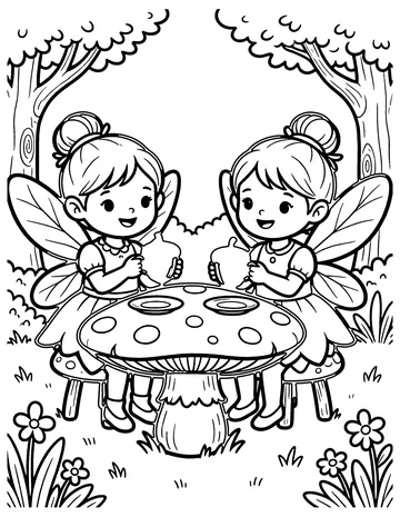 Fairy Tea Party coloring page
