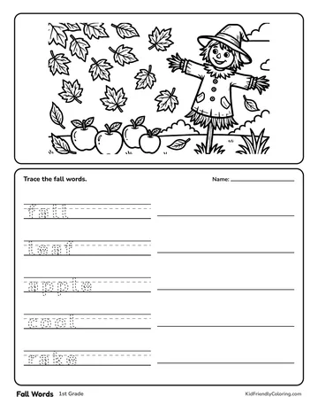 Fall Words coloring page