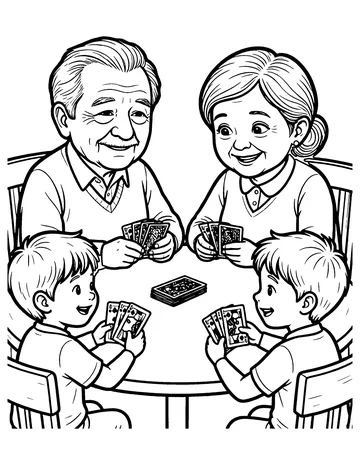 Family Card Night coloring page
