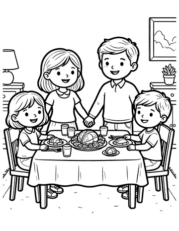 Family Thanksgiving Table coloring page