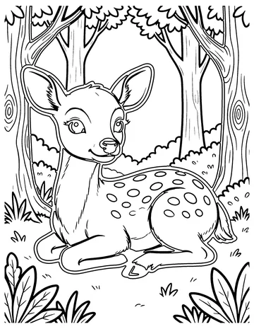 Fawn in the Forest coloring page